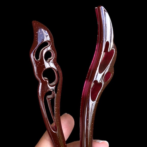 SALE ! 2 for $25 Red Handmade hair pin stick - Picture 11 of 14